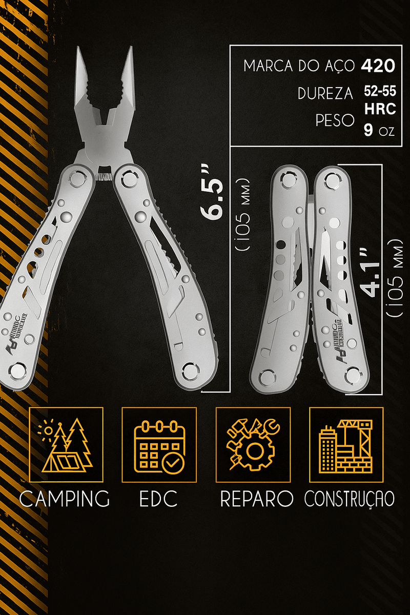 Canivete Tático Sanke Rescue com 24 ferramentas essenciais