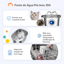 Fonte Automática Inox 3,2L para Gatos e Cães com Bomba Silenciosa e Luz LED – Bebedouro Inteligente