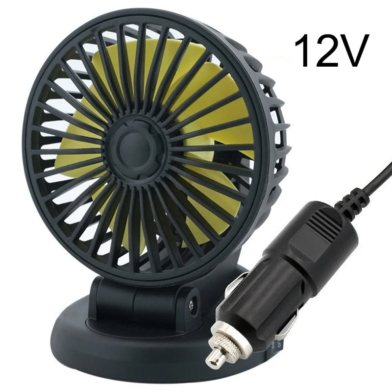 Ventilador para Carro USB Dual Head 5V/12V/24V com 2 Velocidades – Cooler Automotivo Portátil