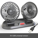Ventilador para Carro USB Dual Head 5V/12V/24V com 2 Velocidades – Cooler Automotivo Portátil
