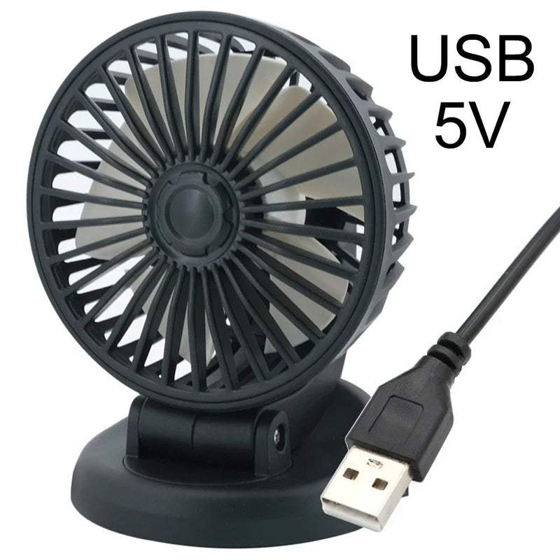 Ventilador para Carro USB Dual Head 5V/12V/24V com 2 Velocidades – Cooler Automotivo Portátil