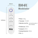Extensão com Filtro de Linha e Entradas USB – 2M de Cabo, Ideal para Casa e Escritório