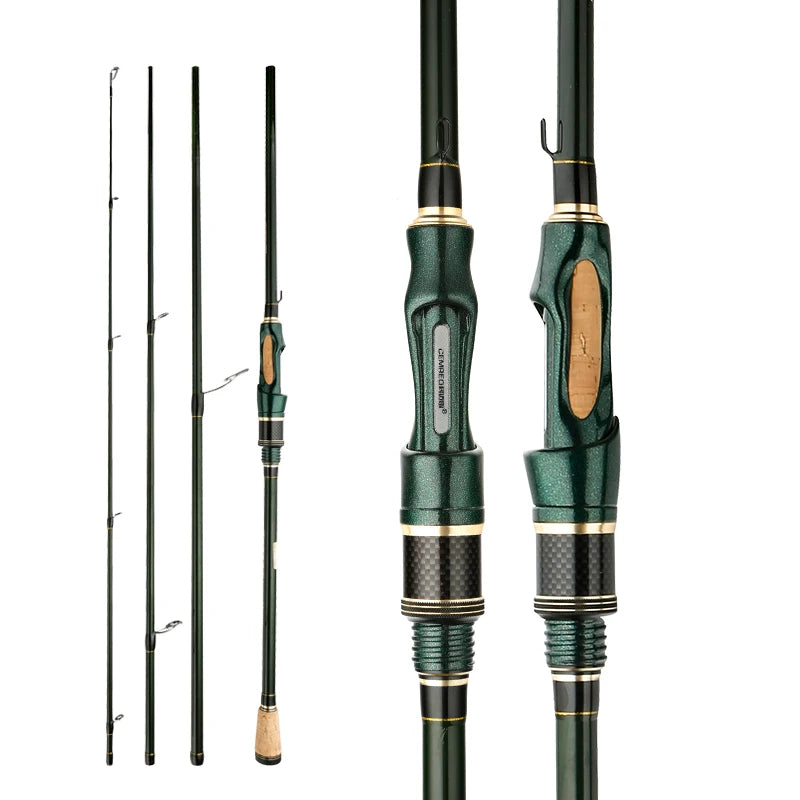 Vara de Pesca CEMREO em Carbono – Portátil, 4-5 Seções, Ideal para Viagens (1.8m/2.1m/2.4m)