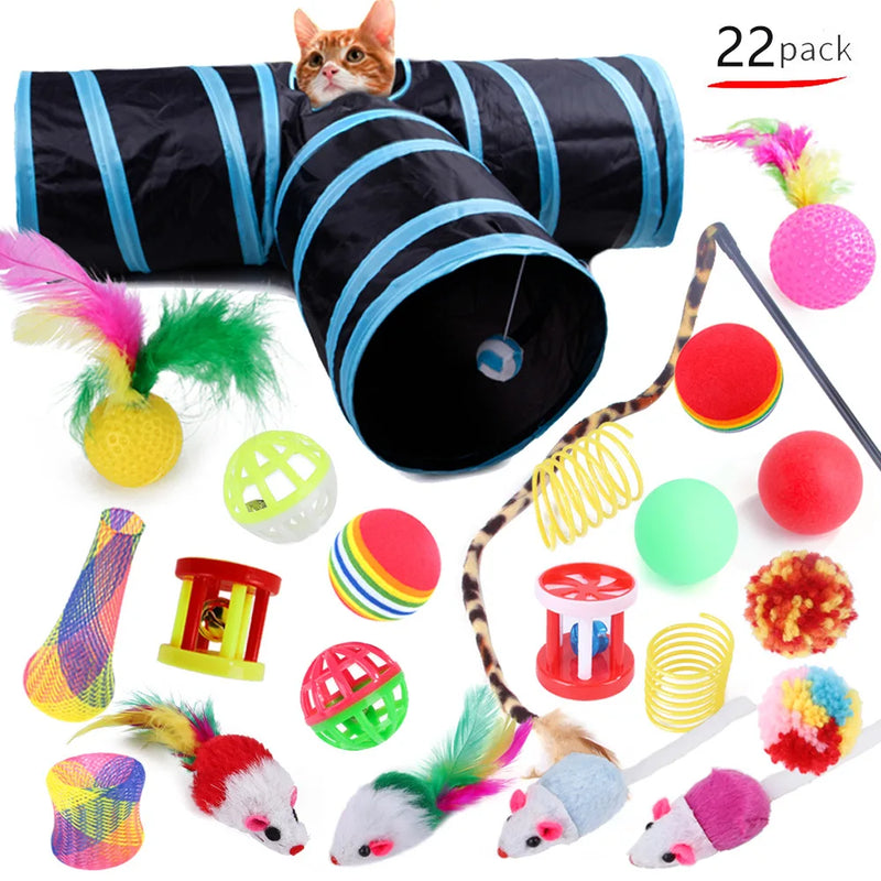 Conjunto 22 em 1 de Brinquedos para Gatos – Diversão e Estímulo para seu Pet