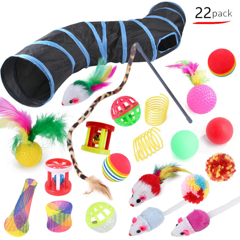 Conjunto 22 em 1 de Brinquedos para Gatos – Diversão e Estímulo para seu Pet