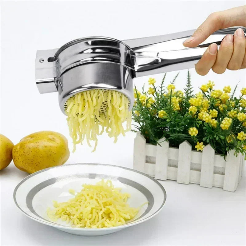 Amassador e Espremedor de Inox para Purê – Ferramenta de Cozinha para Amassar Batatas, Frutas e Legumes