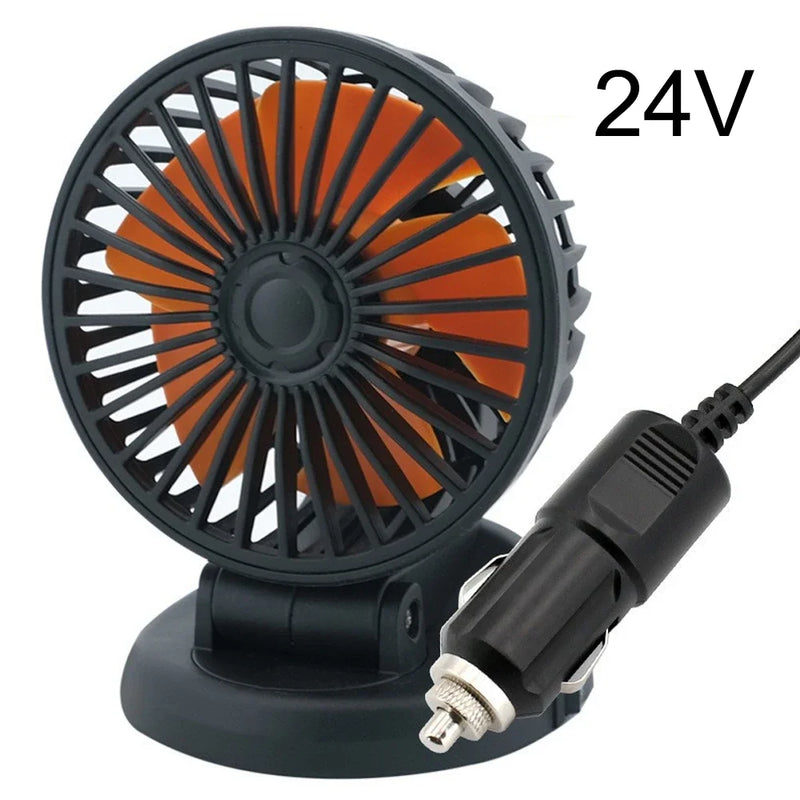 Ventilador para Carro USB Dual Head 5V/12V/24V com 2 Velocidades – Cooler Automotivo Portátil