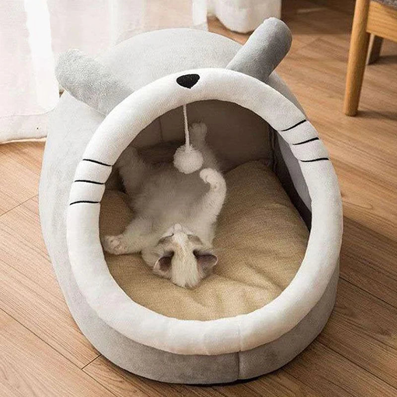 Cama Caverna para Gato e Cão Pequeno – Dobrável, Lavável, Super Conforto