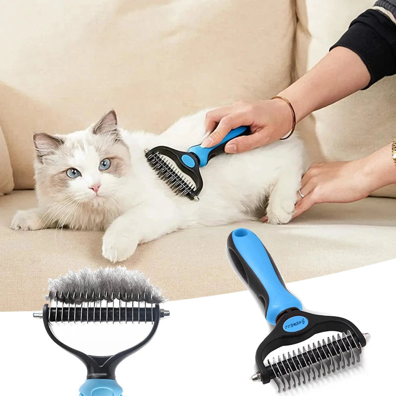 Escova Removedora de Pelos para Cães e Gatos – Dupla Face em Aço Inox