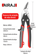 Tesoura de Aviação AIRAJ - PARA TODO TIPO DE SERVIÇO