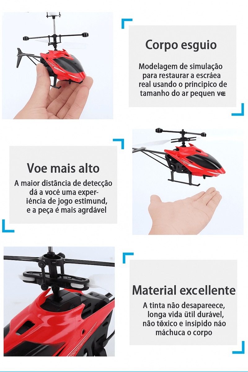 Mini helicóptero recarregável com controle remoto