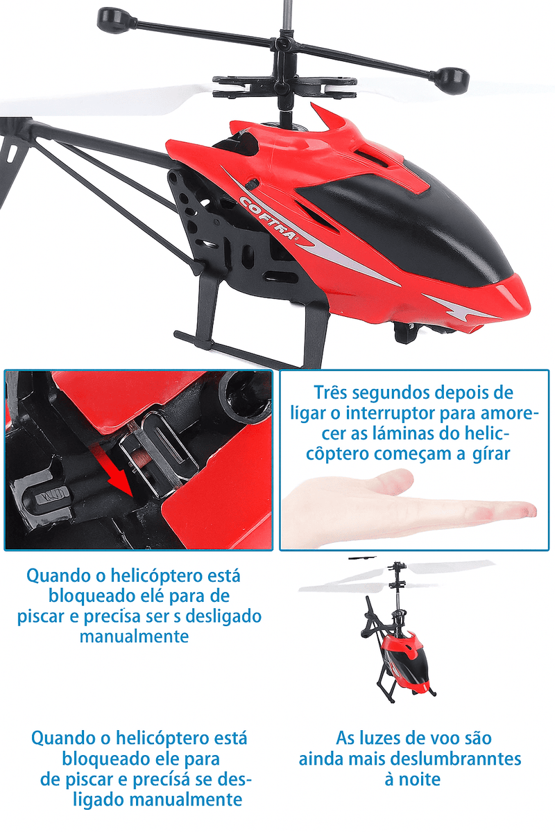 Mini helicóptero recarregável com controle remoto