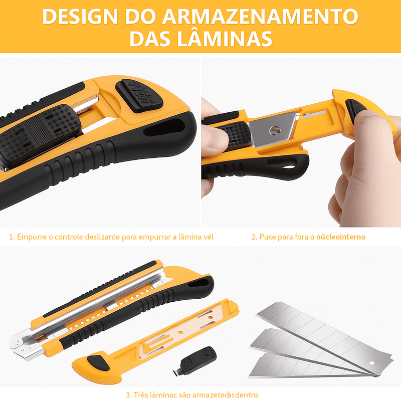Estilete Retrátil TIFICAL 3LMG - 2 lâminas extras