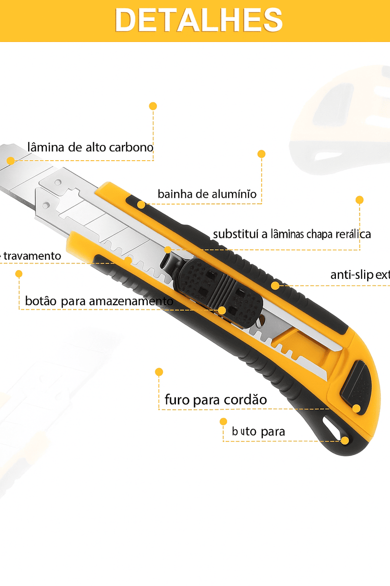 Estilete Retrátil TIFICAL 3LMG - 2 lâminas extras