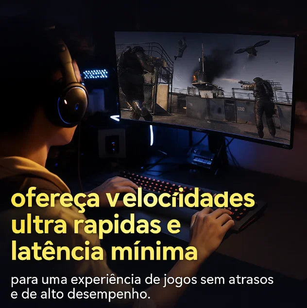 Cabo de Rede Vention CAT8 – 40Gbps, 2000MHz, Malha de Algodão, Alta Velocidade para PS5, PC e Roteadores