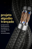 Cabo de Rede Vention CAT8 – 40Gbps, 2000MHz, Malha de Algodão, Alta Velocidade para PS5, PC e Roteadores